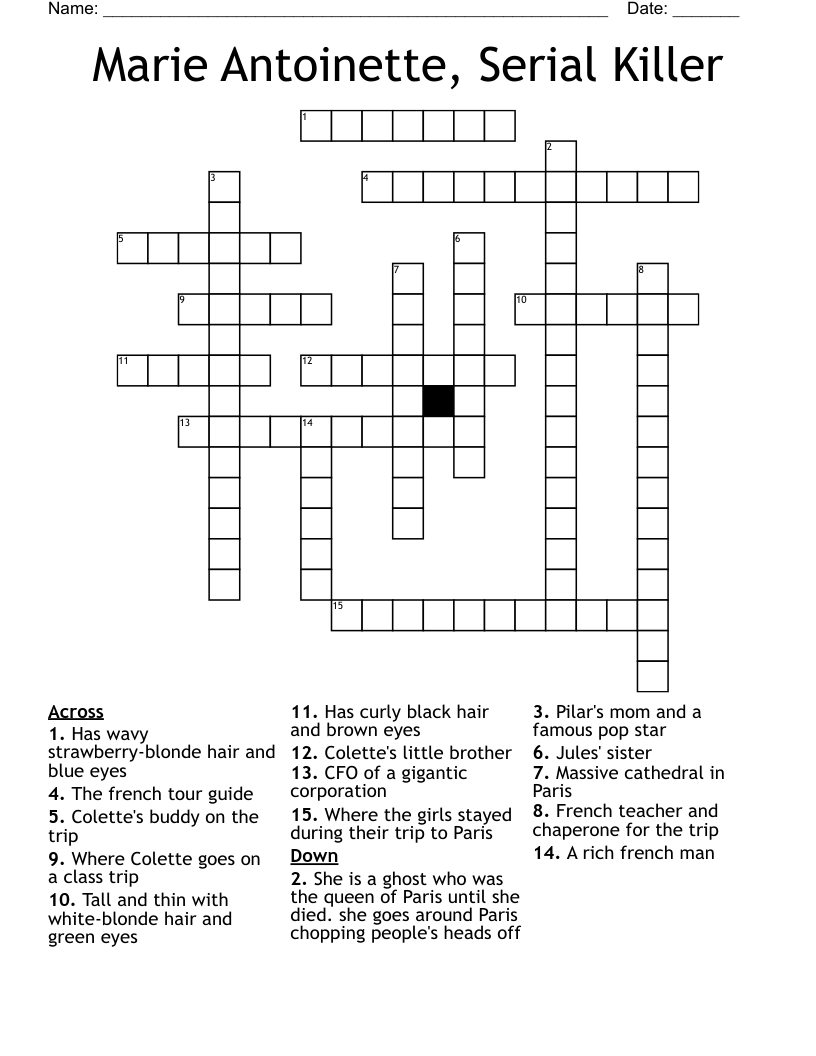 Marie Antoinette, Serial Killer  Crossword