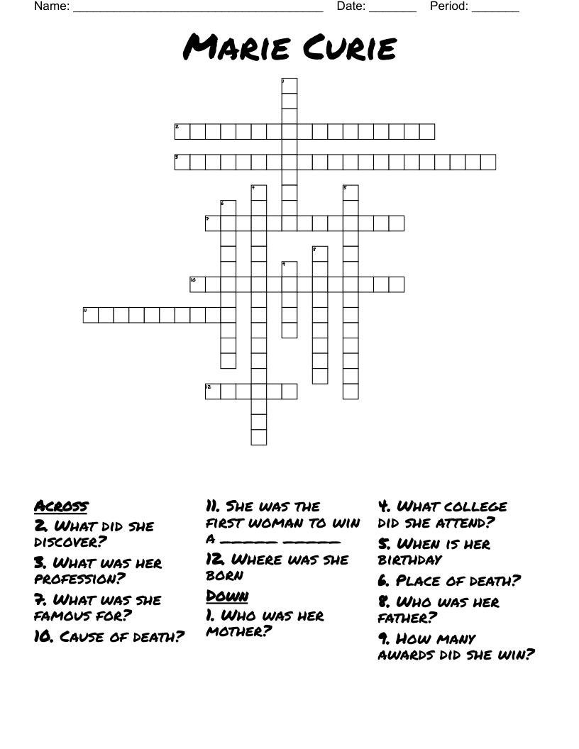 Marie Curie Crossword