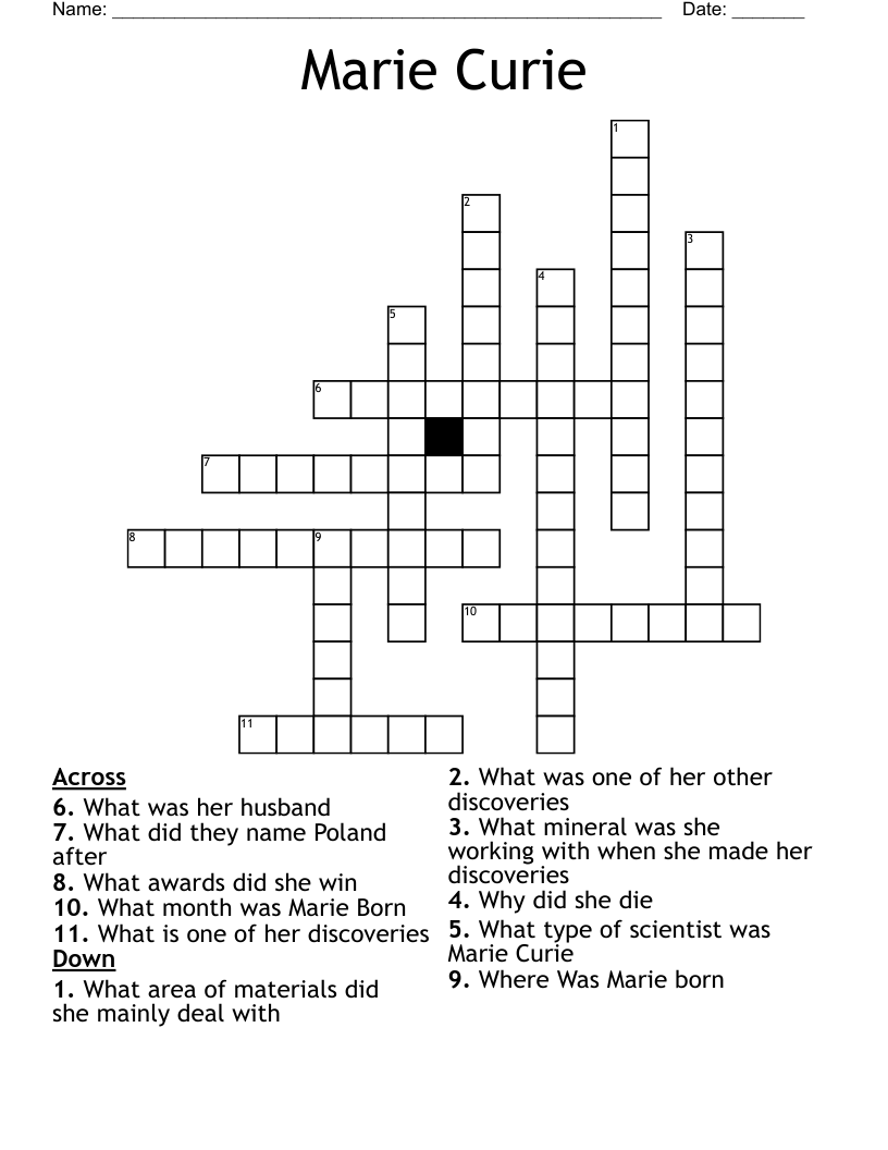 Marie Curie Crossword