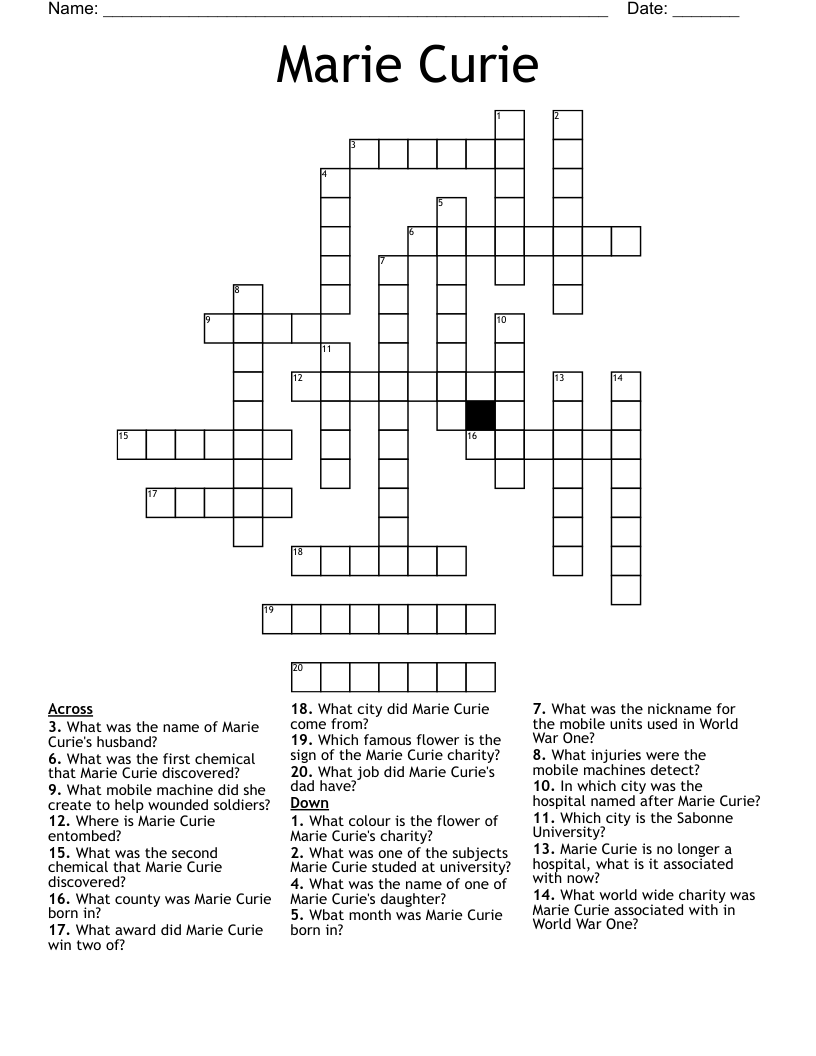Marie Curie Crossword