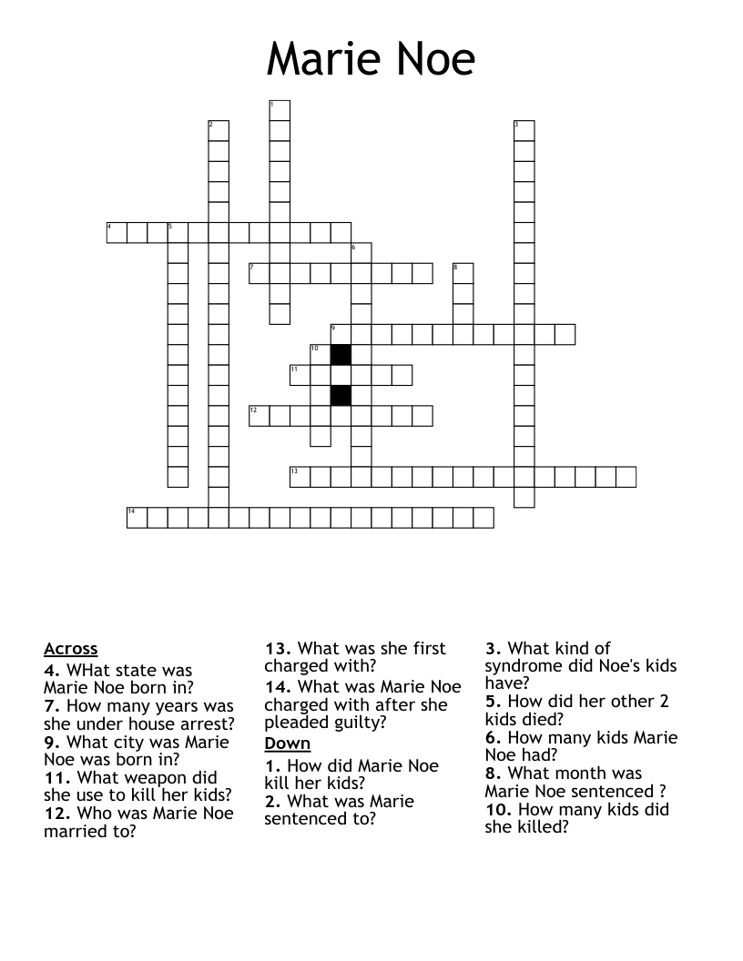 Marie Noe Crossword