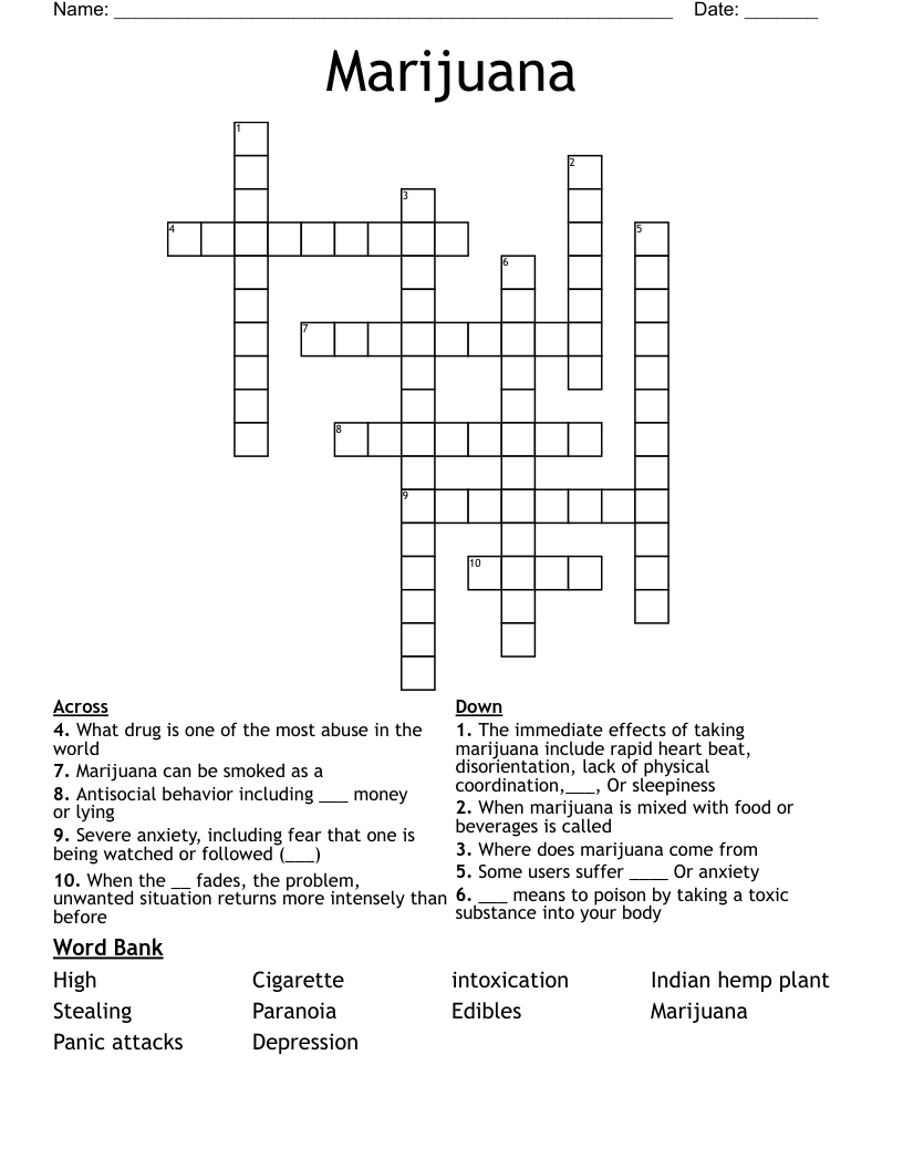 Marijuana Crossword