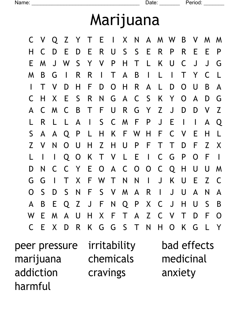 Marijuana Word Search