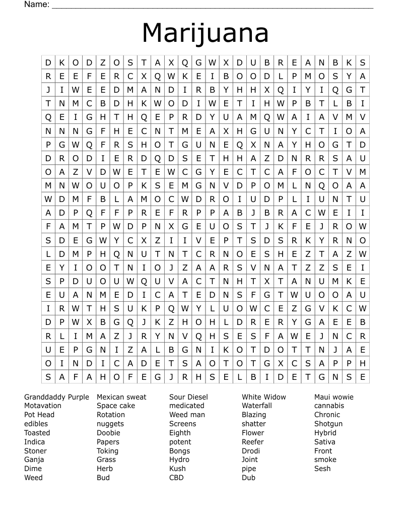 Marijuana Word Search