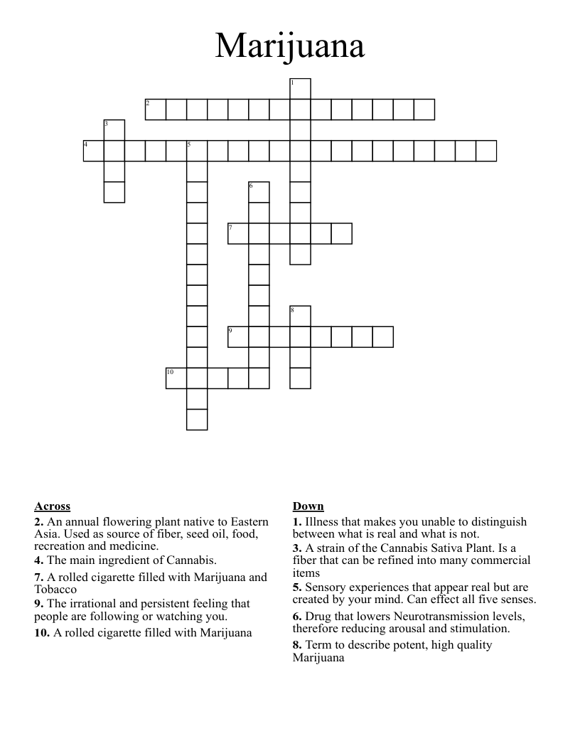 Marijuana Crossword