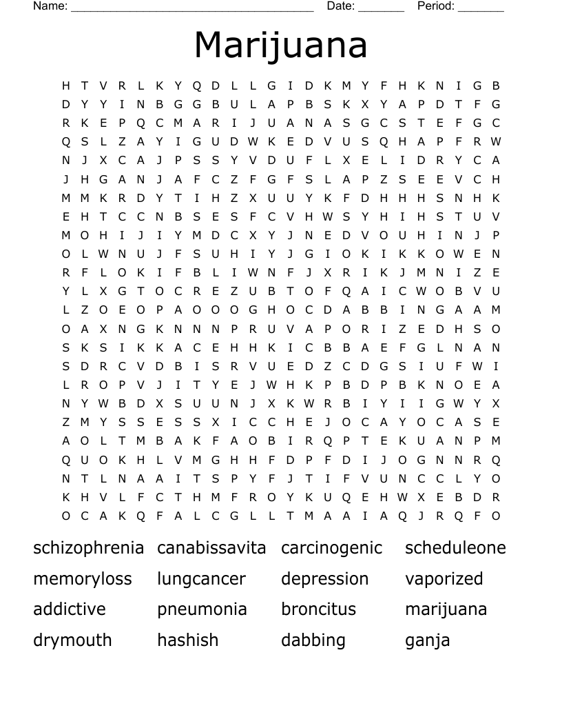 Marijuana Word Search