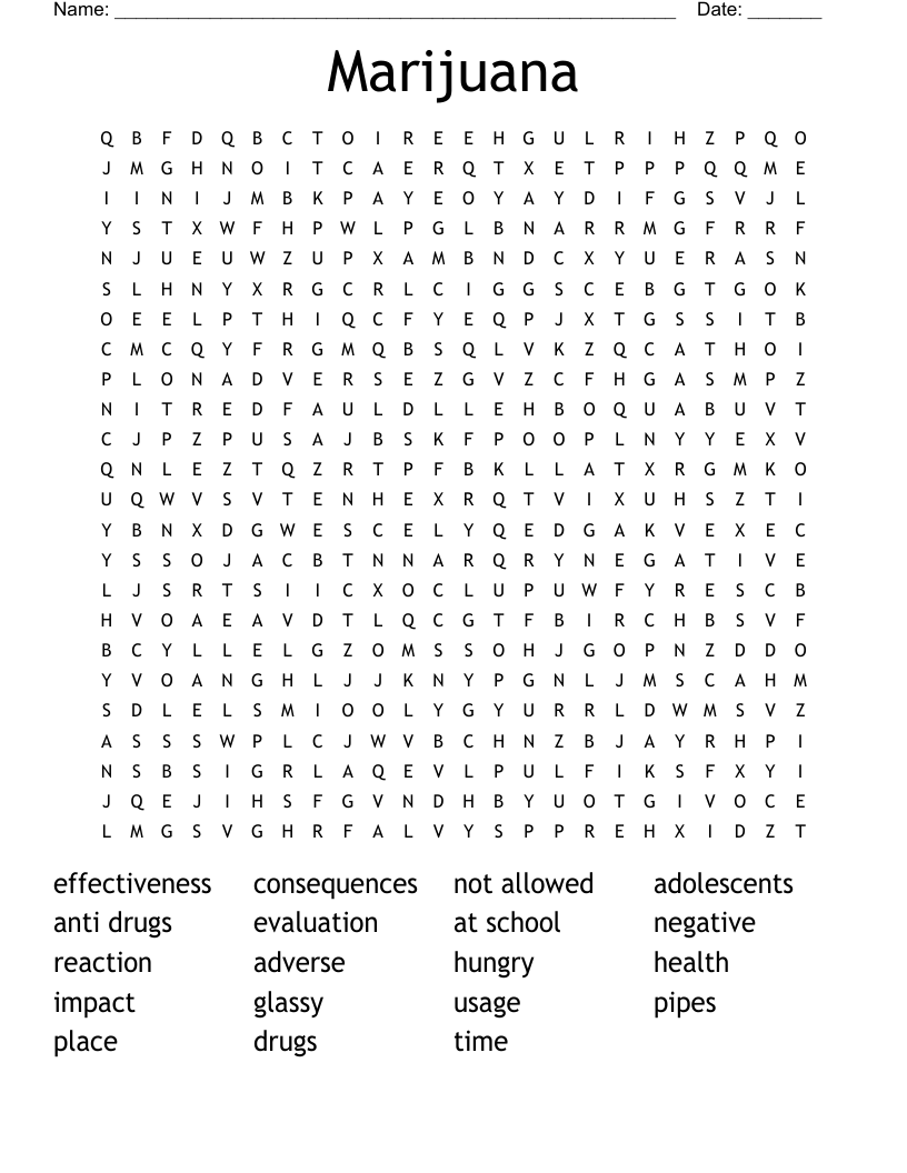 Marijuana Word Search