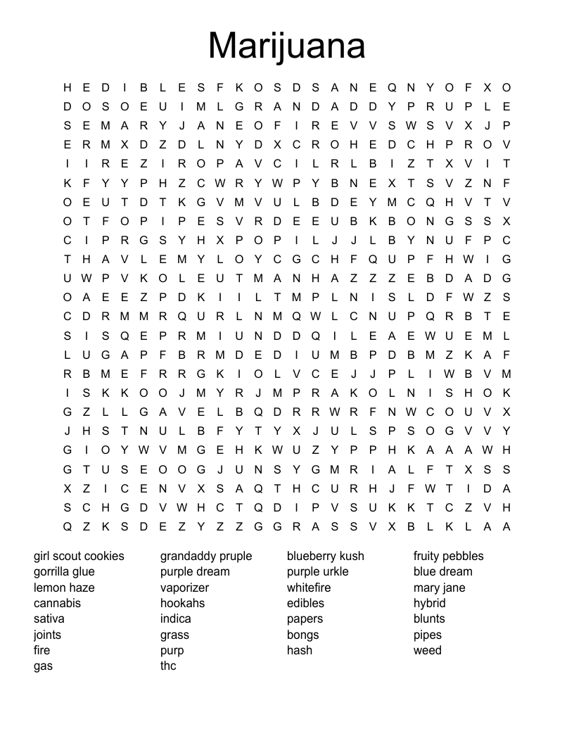 Marijuana Word Search