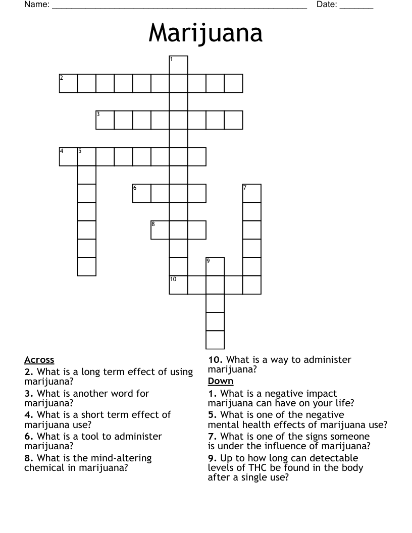 Marijuana Crossword