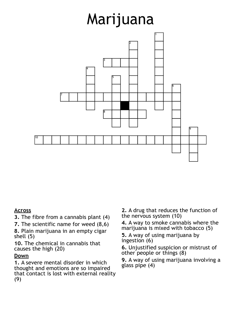 Marijuana Crossword
