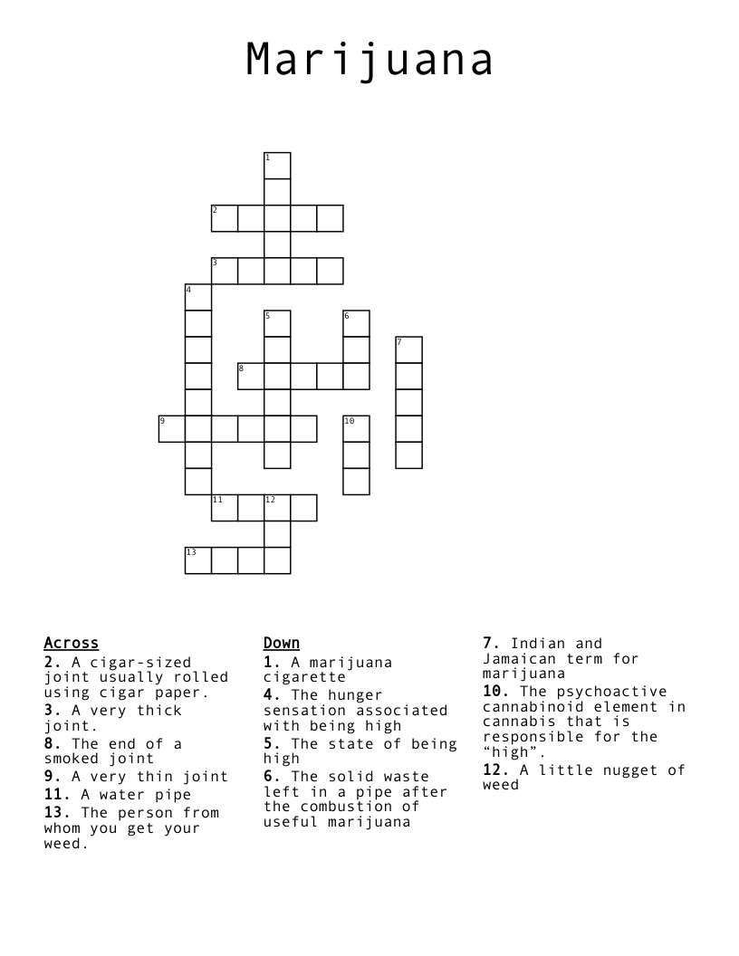 Marijuana Crossword