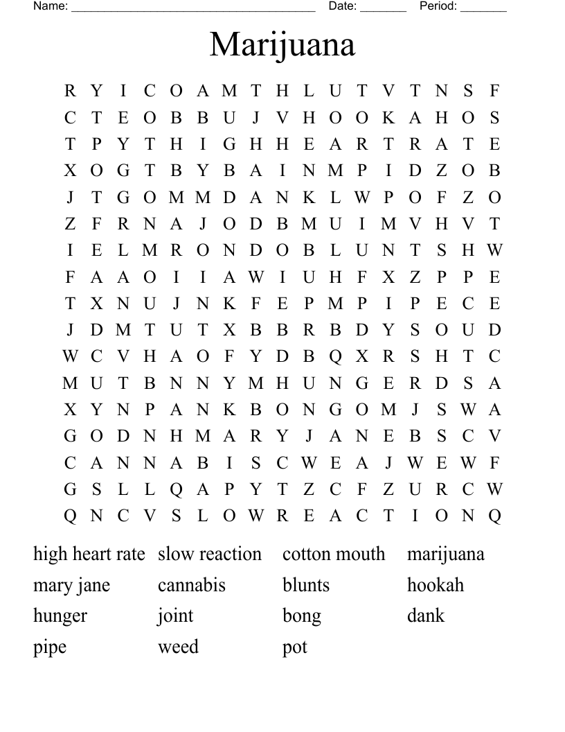 Marijuana Word Search