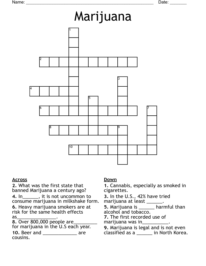 Marijuana Crossword