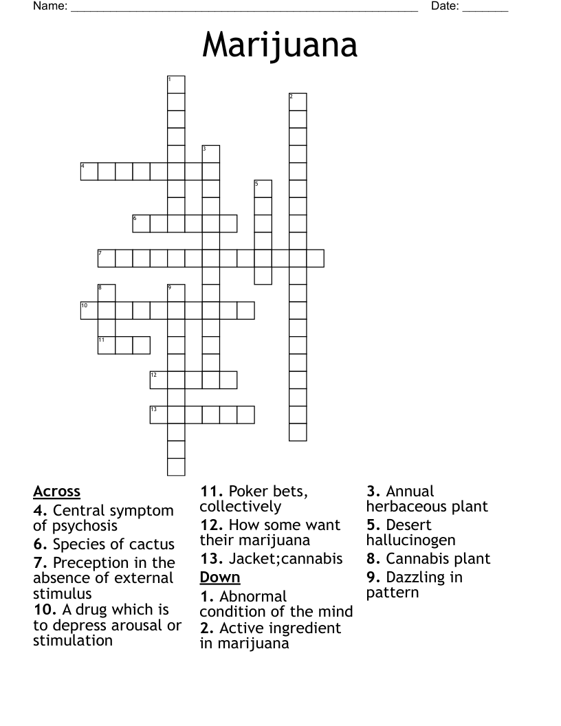 Marijuana Crossword
