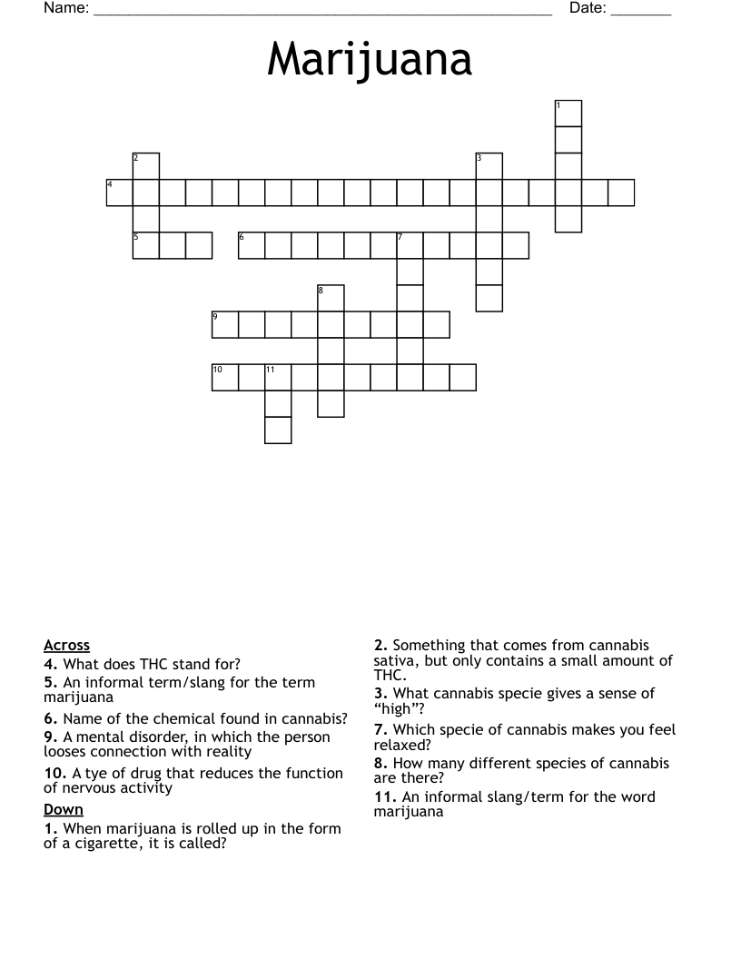 Marijuana Crossword