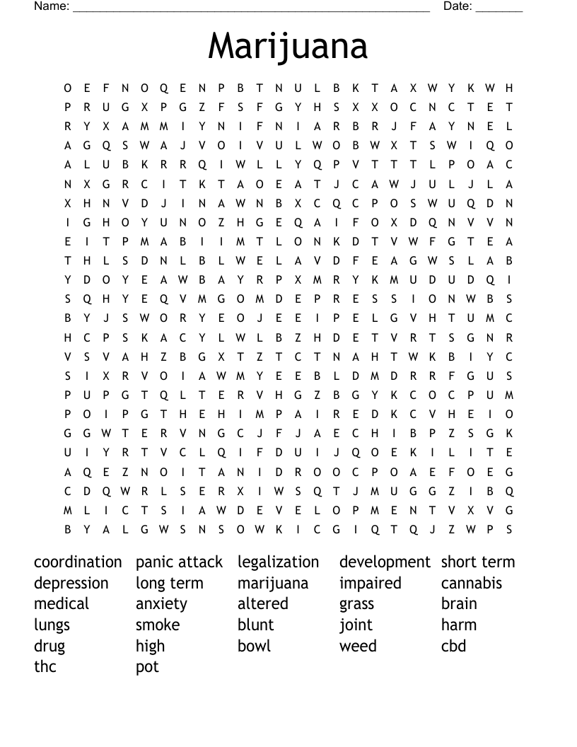 Marijuana Word Search