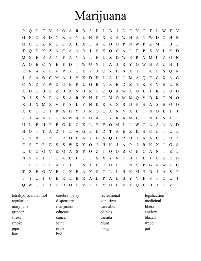 Marijuana Word Search