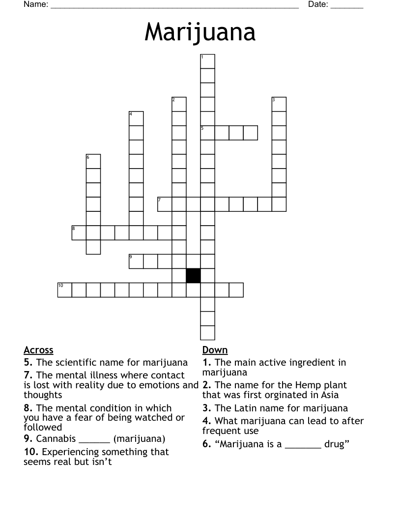 Marijuana Crossword