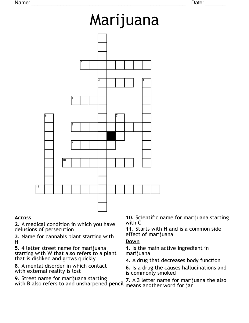 Marijuana Crossword