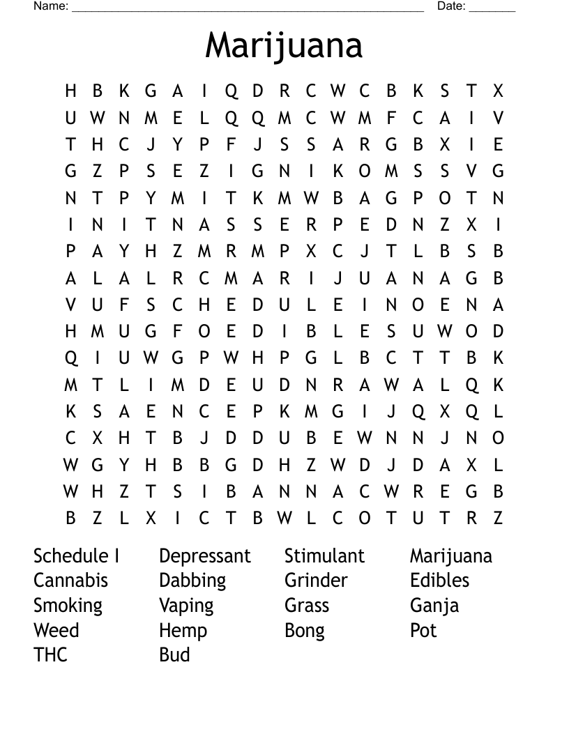 Marijuana Word Search
