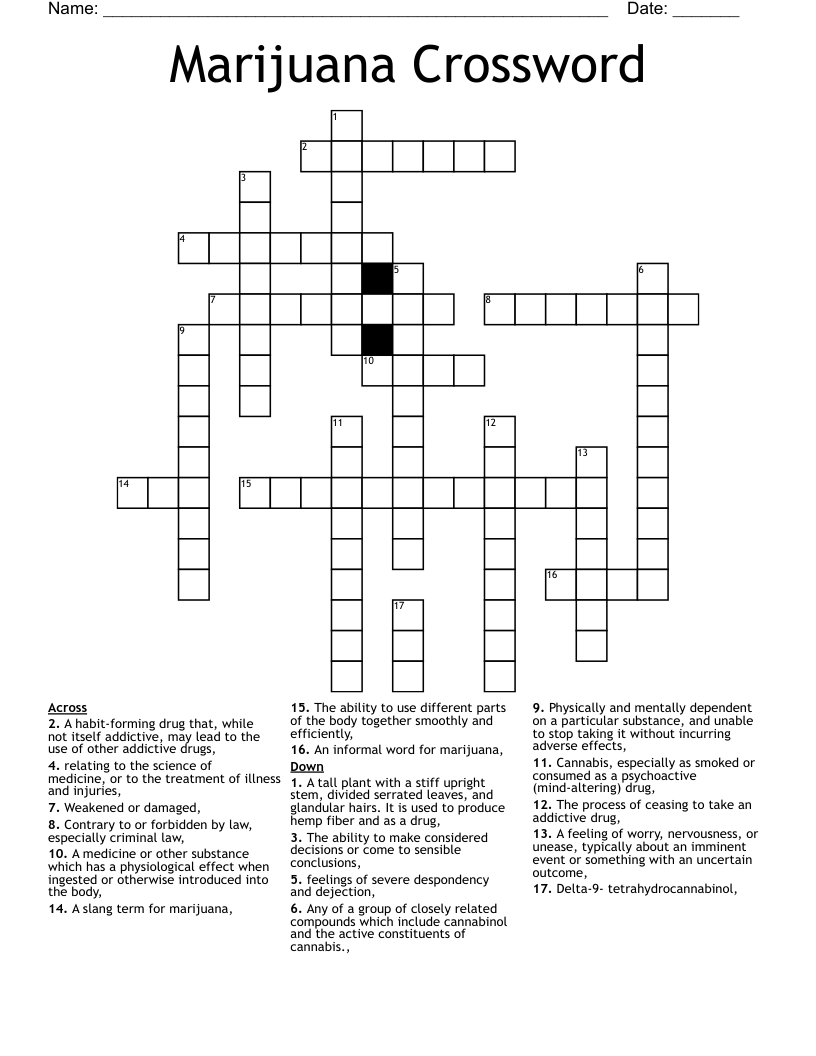 Marijuana Crossword