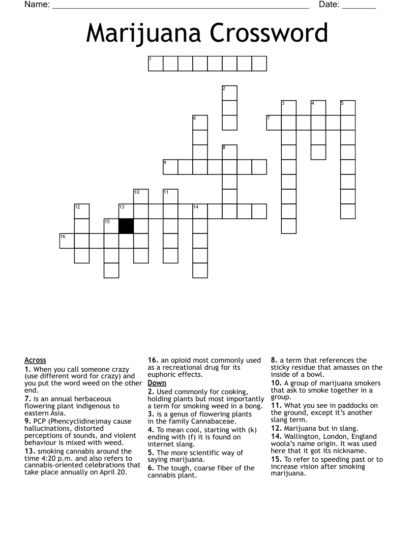 Marijuana Crossword