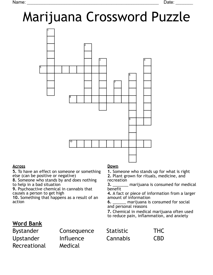 Marijuana Crossword Puzzle