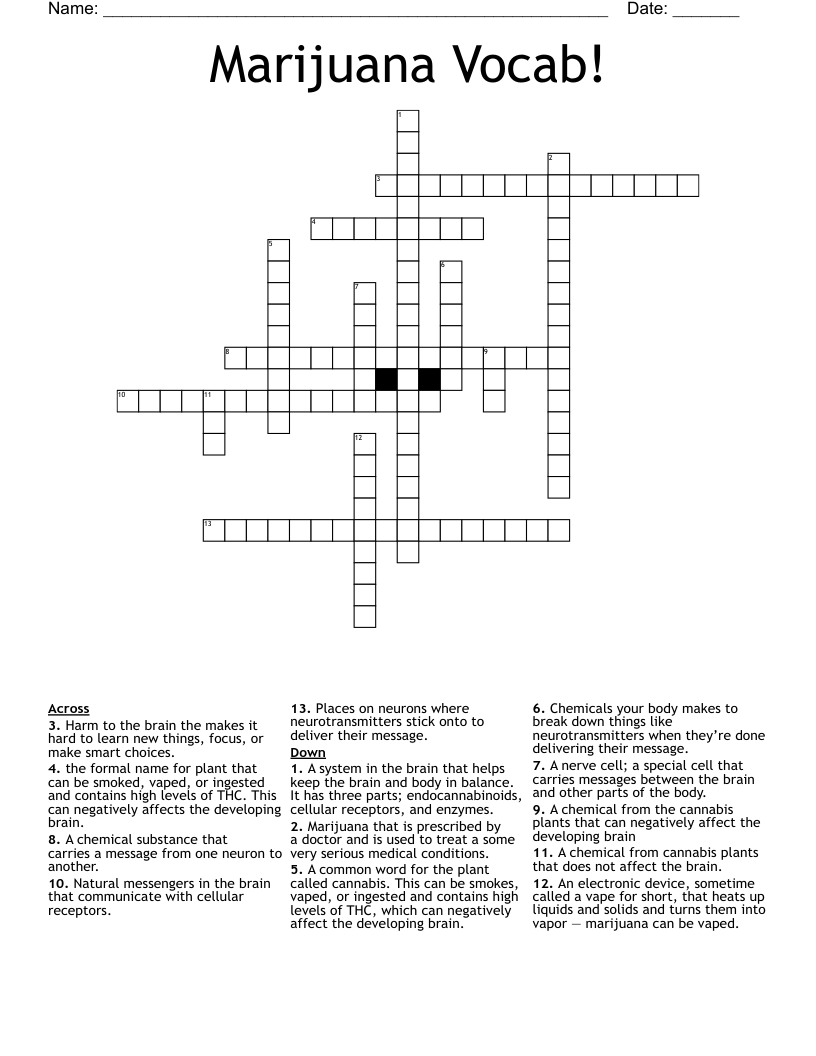 Marijuana Vocab! Crossword