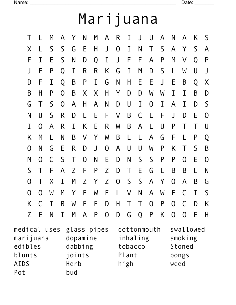 Marijuana  Word Search