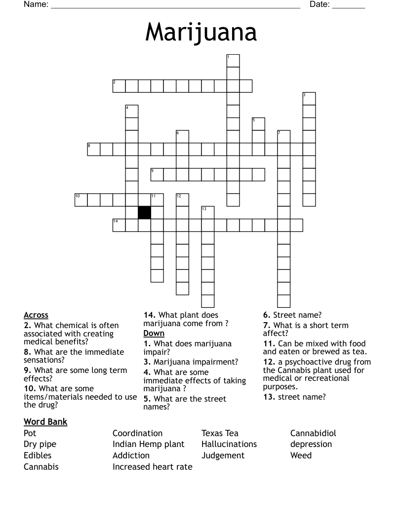 Marijuana  Crossword