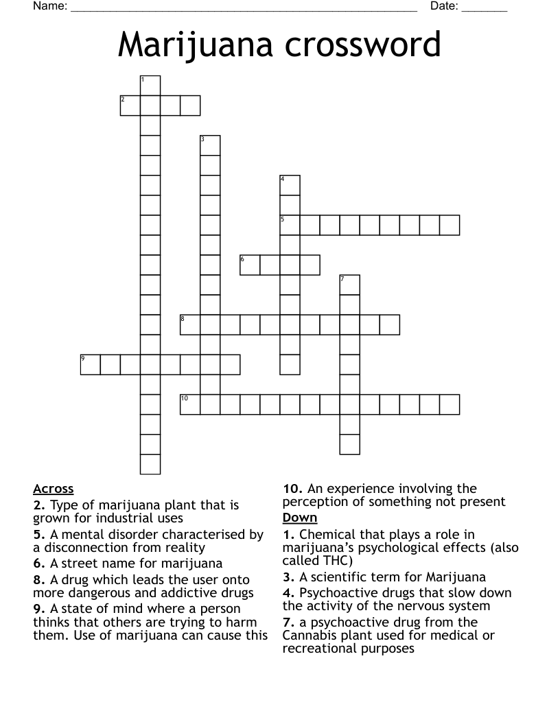 Marijuana crossword