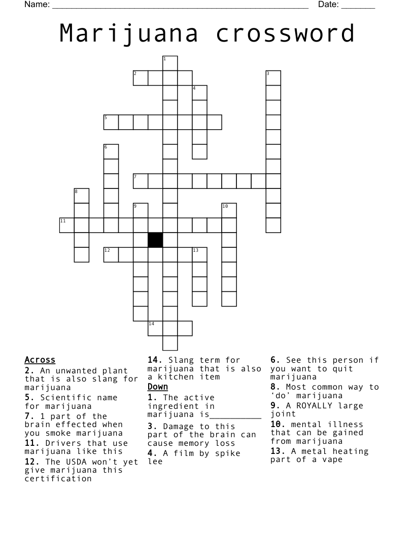 Marijuana crossword