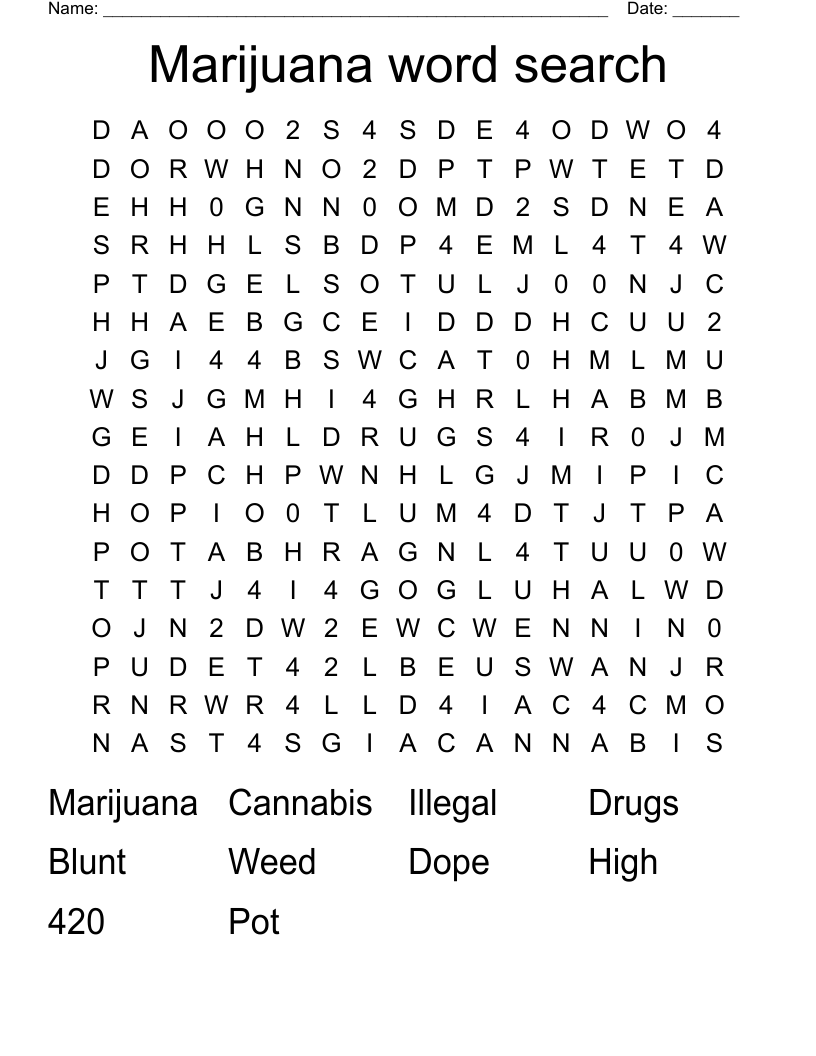 Marijuana word search