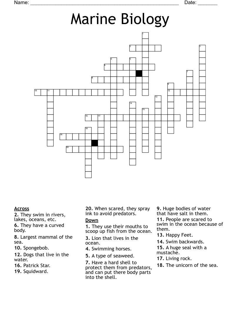 Marine Biology Crossword