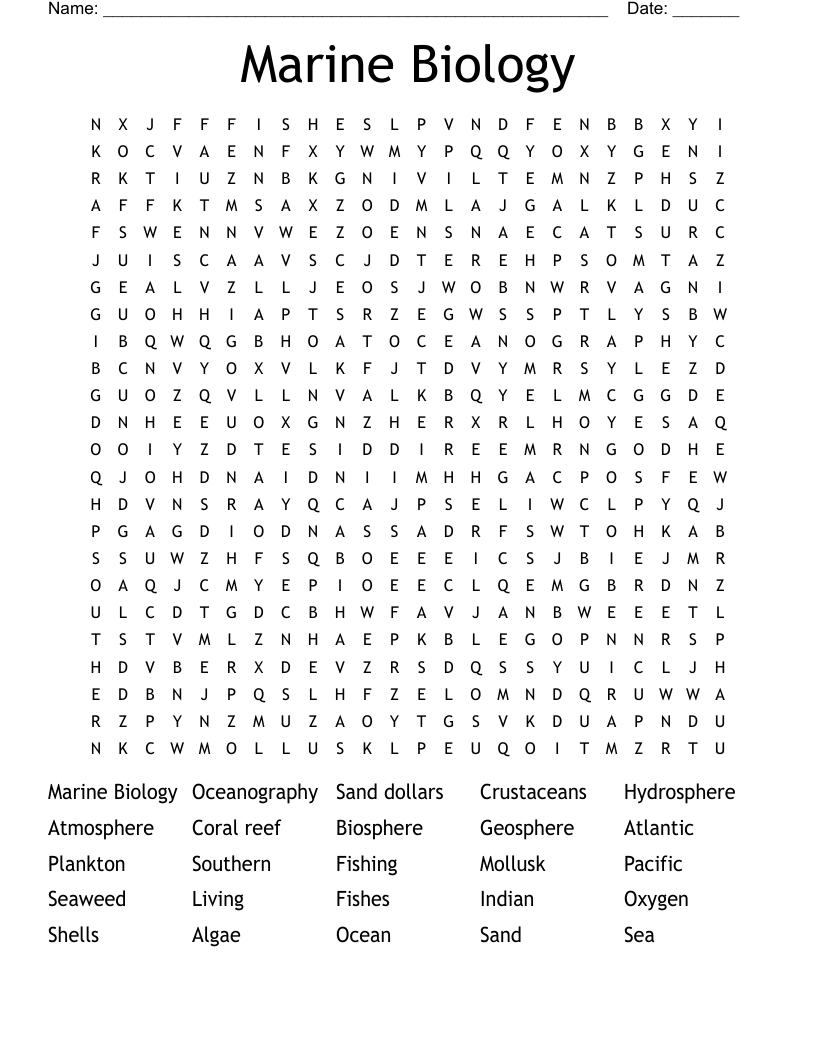 Marine Biology Word Search