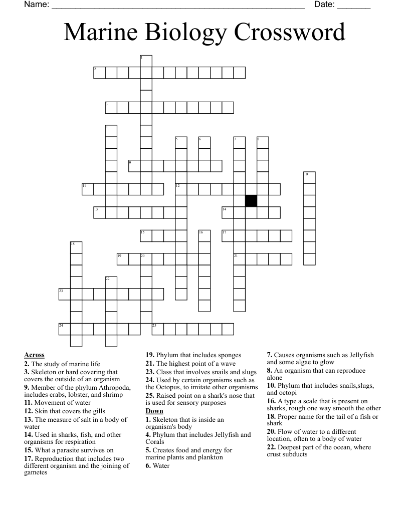 Marine Biology Crossword
