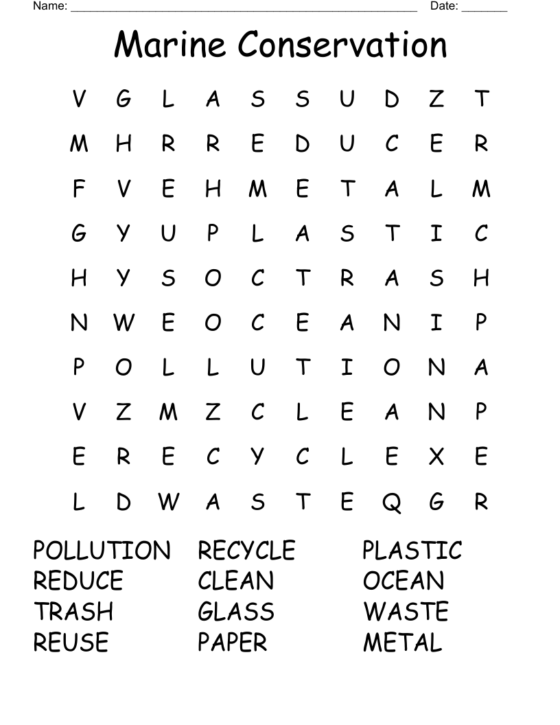 Marine Conservation Word Search