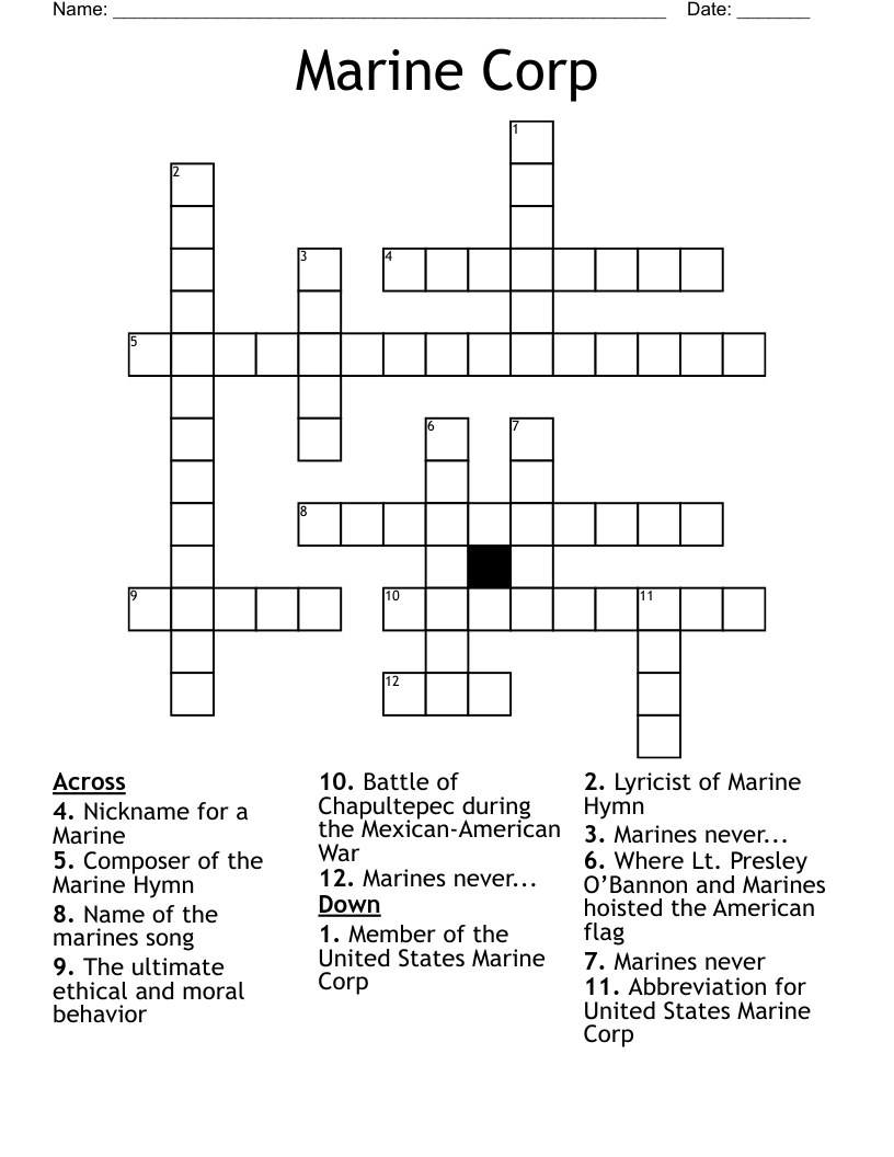 Marine Corp Crossword