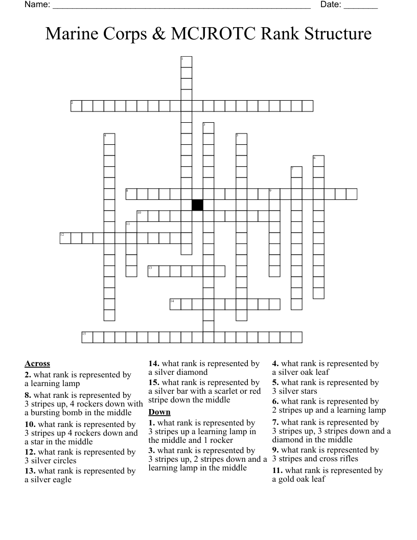 Marine Corps & MCJROTC Rank Structure  Crossword