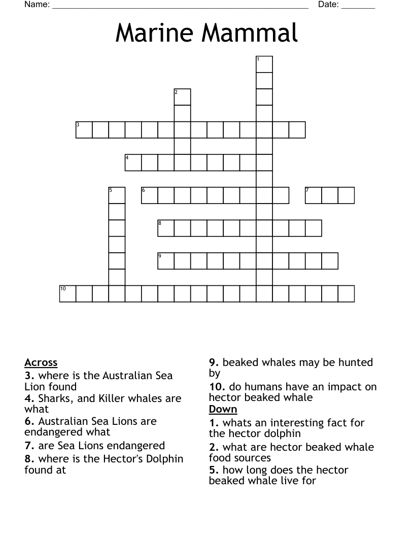 Marine Mammal Crossword