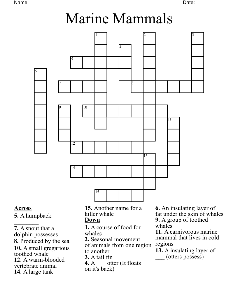 Marine Mammals Crossword