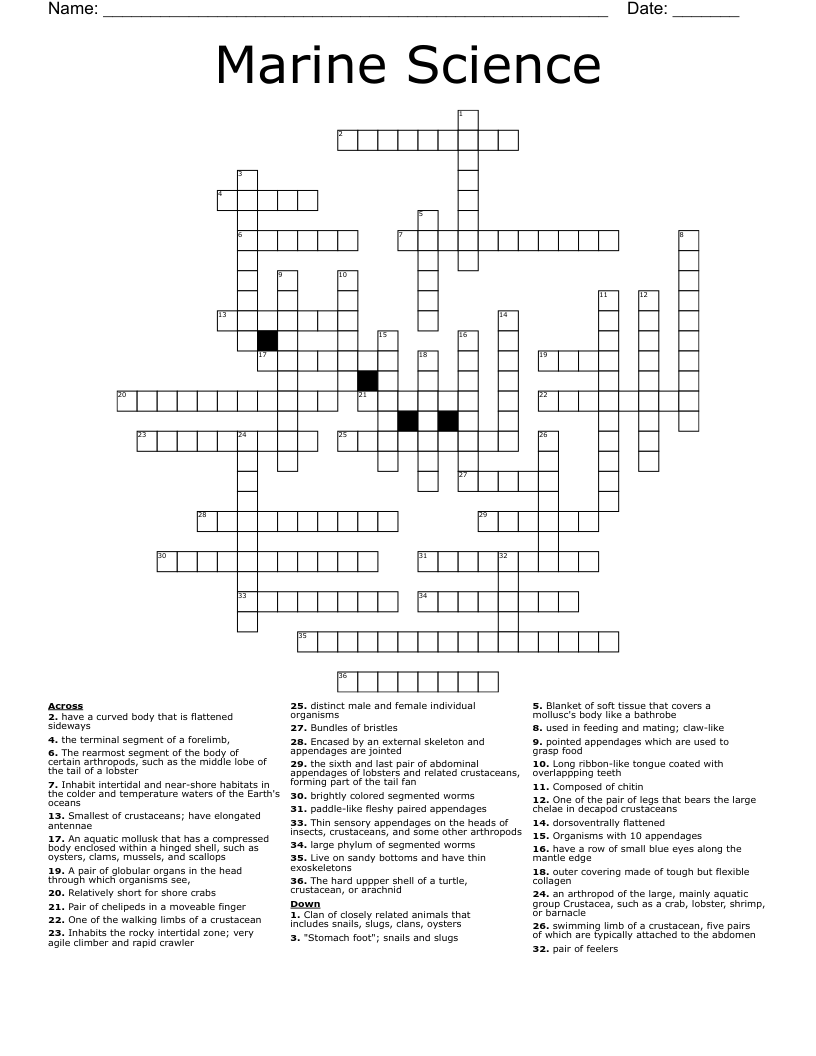 Marine Science  Crossword