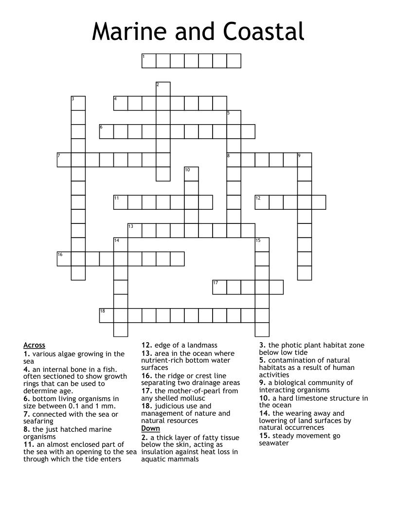 Marine and Coastal Crossword