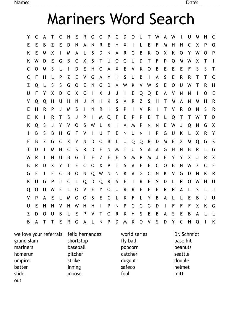 Mariners Word Search