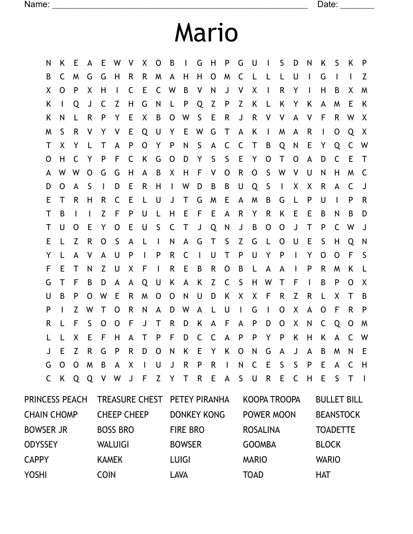 Mario Word Search