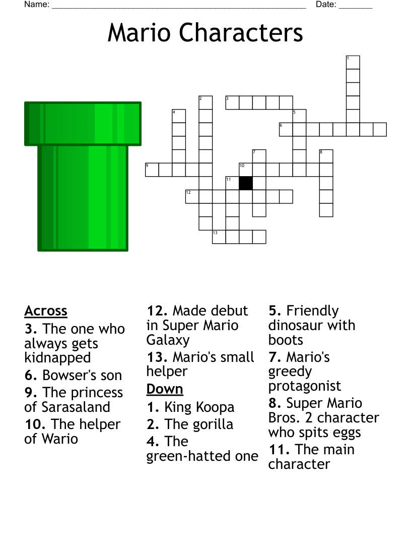 Mario Characters Crossword