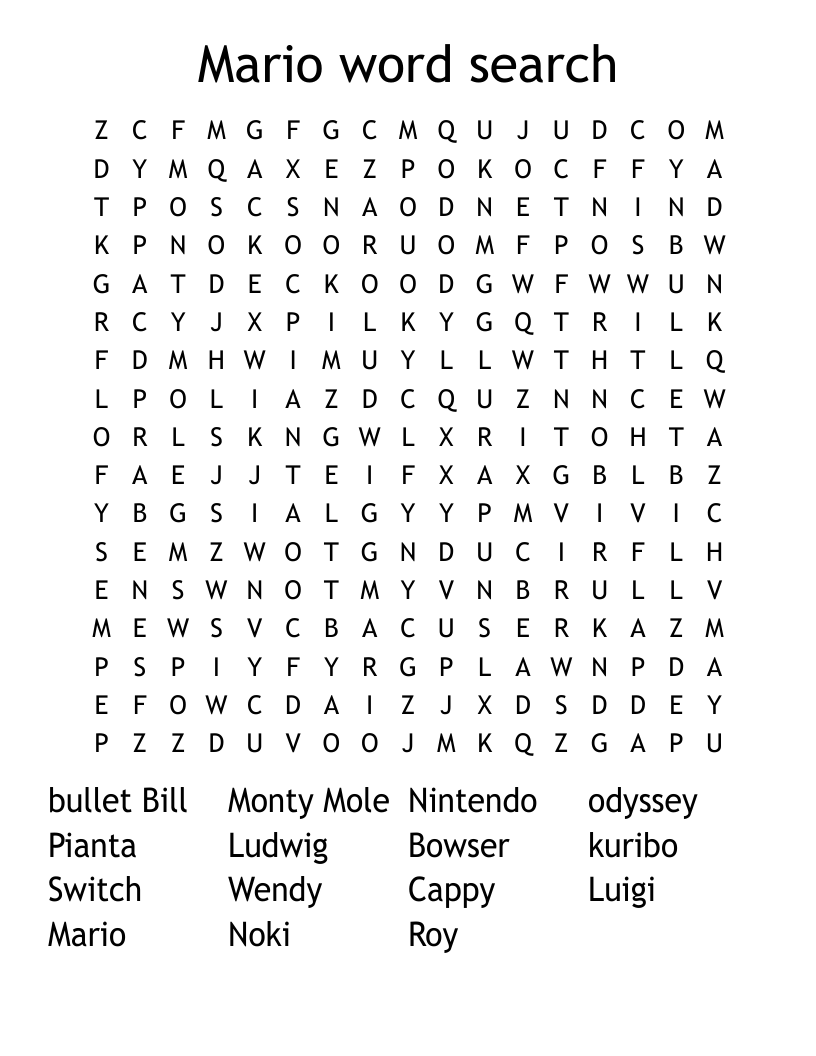Mario word search