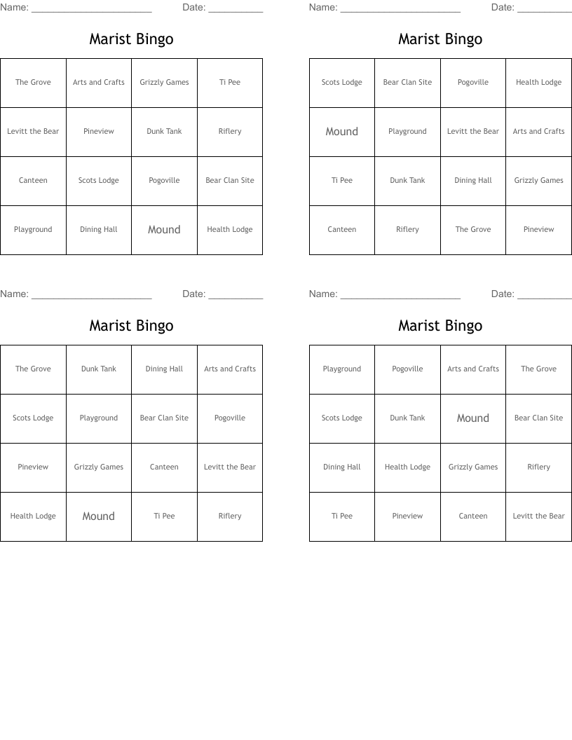 Marist Bingo 