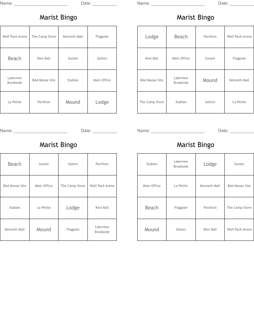 Marist Bingo 