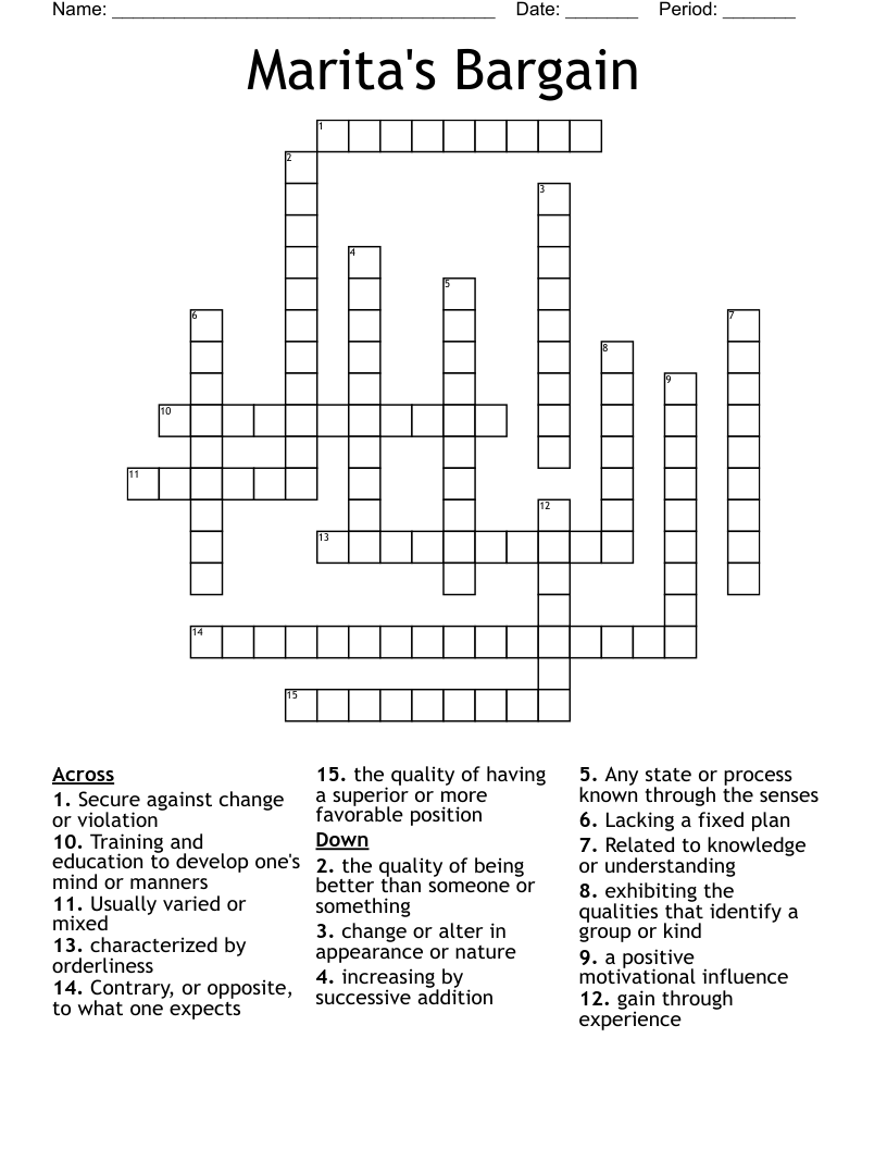 Marita's Bargain Crossword